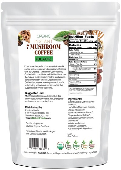 Z Natural Foods introduces organic instant 7 mushroom coffee